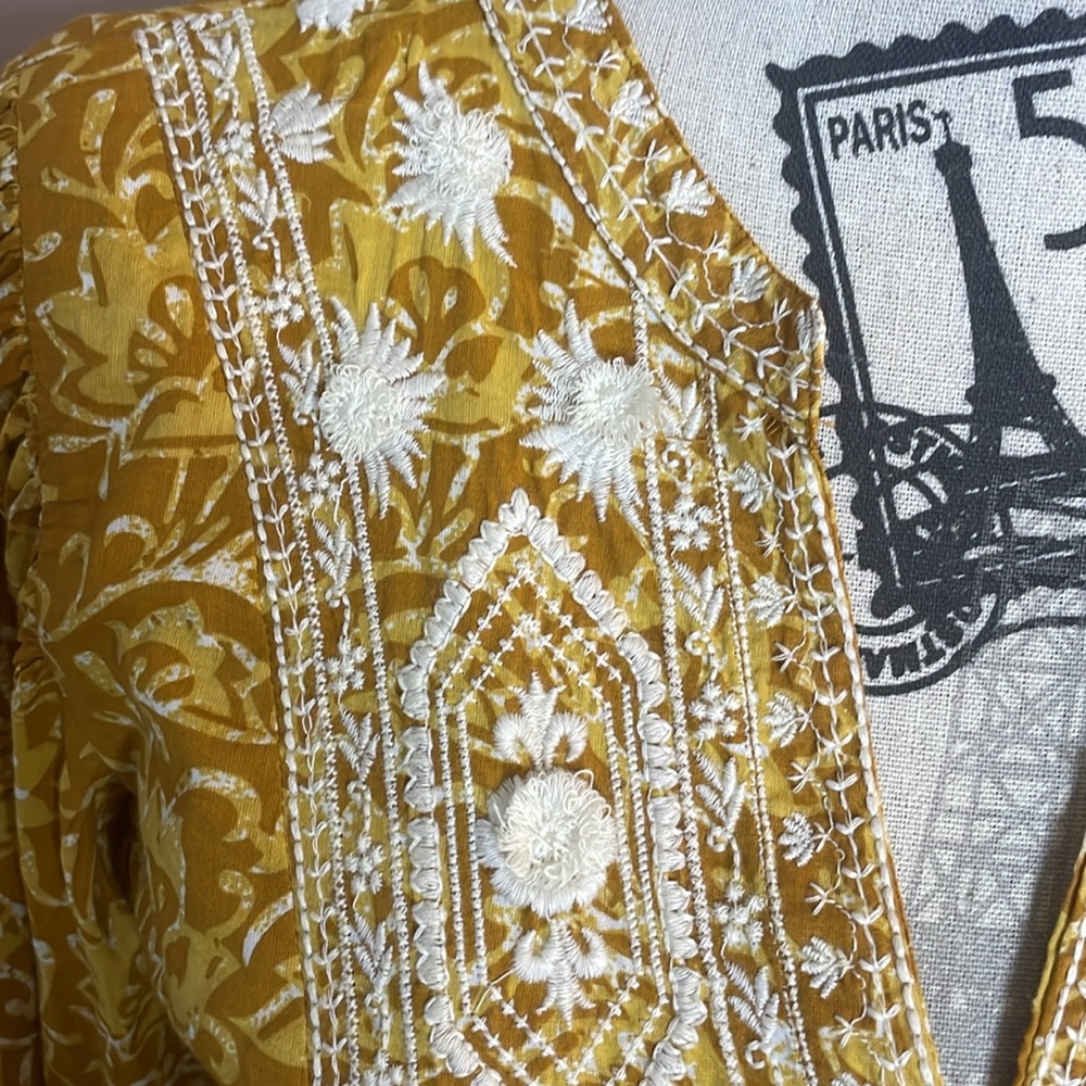 Solitaire Mustard Embroidered Tunic - Picture 3 of 7